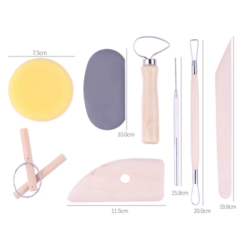 

1Set Ceramic Clay Tools Set Crafts Polymer DIY Art Modeling Clay Tools Pottery Wooden Pottery Sculpting Clay Cleaning Tool Set