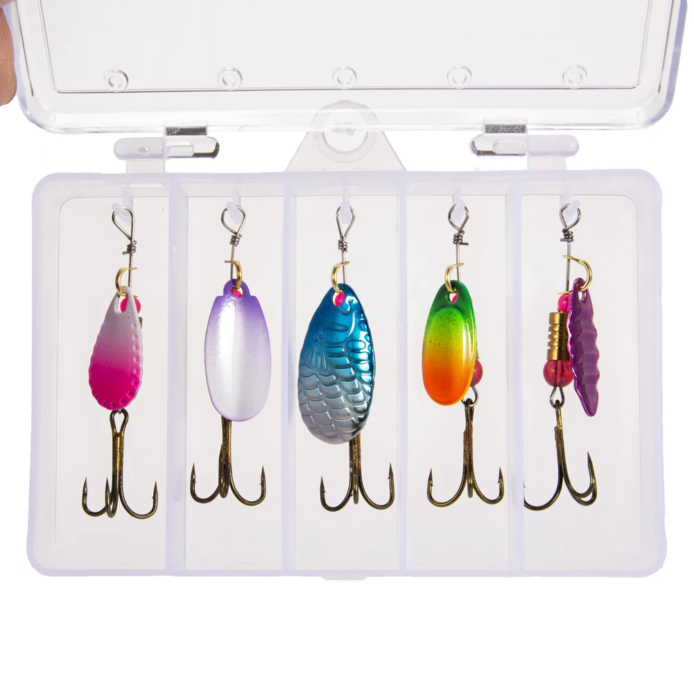 

10pcs Artificial Jig Wobblers Crankbait Fishing Spinner Lures Metal Sequins Artificial Bait with Hook Box Fishing Tackle