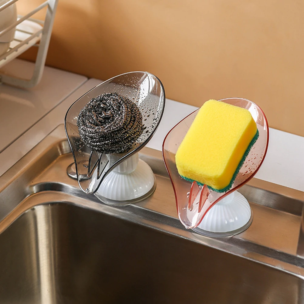 

Leaf Shap Soap Box Creative Drain Soap Holder Bathroom Soap Holder Free Perforated Soap Dish For Bathroom Suction Cup Soap Dish