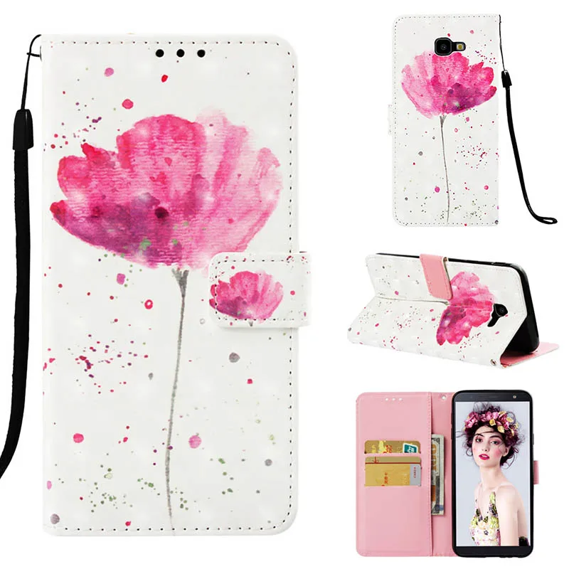 a flower Чехол для huawei mate 10 Lite, чехол-книжка, кошелек для huawei mate 20 Y6 Pro P9 Lite, мини-Чехол, милый мультяшный чехол на заднюю панель C21 - Цвет: a flower