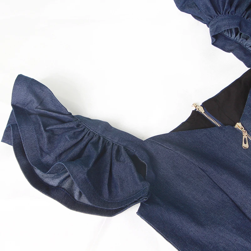 

SPELL Patchwork Ruffle Womens Dress Square Collar Sleeveless Backless High Waist Slim For Female Sexy Dresses 2020 Fashion New