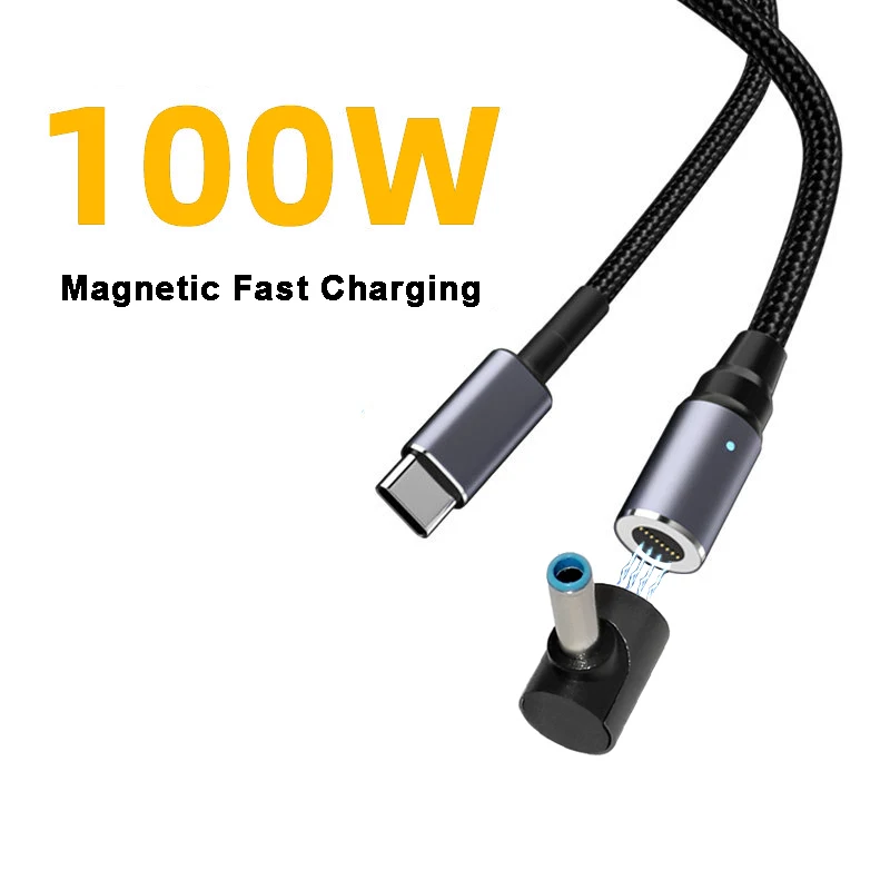 

100W PD Magnetic USB-C Fast Charging Cable Type-C to 4.5*3.0mm DC Power Adapter For HP Stream Spectre Pavilion Envy Elitebook