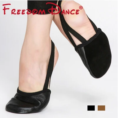 

Cow Leather Half Sole Lyrical Dance Shoes Sandal Gym Shoes for Modern Dancing Women's Yoga Shoes Fitness Shoes Tan Black Colors