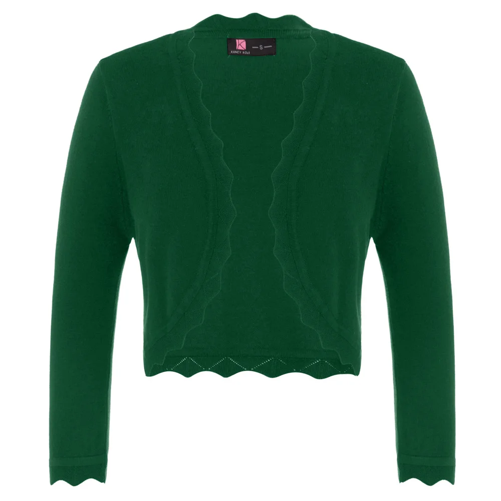 

Women short coat Open Front Cropped Length ladies Shrug vintage retro Knitting Cardigan female tops