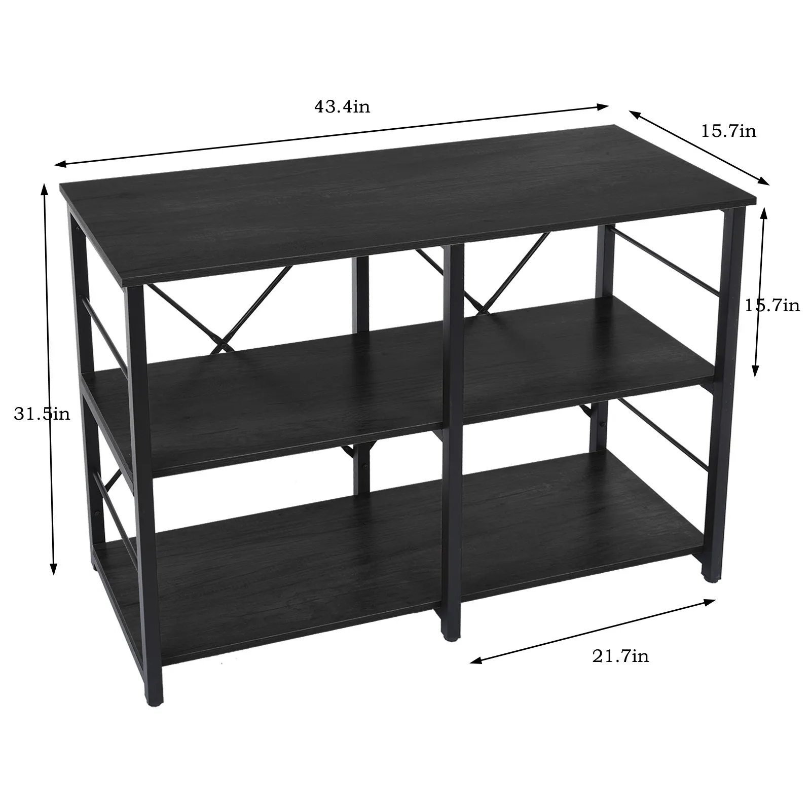 

US Stock 3 Tier Industrial Sofa Console Table Horizontal Entry Tables with Open Shelf Living Room Bedroom Cabinet Home Decor