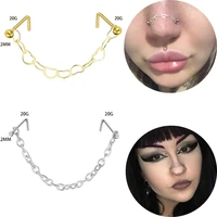 nose chain nostril ball stainless steel nose stud decoration earring piercing nariz pircing septum double nose piercing ring