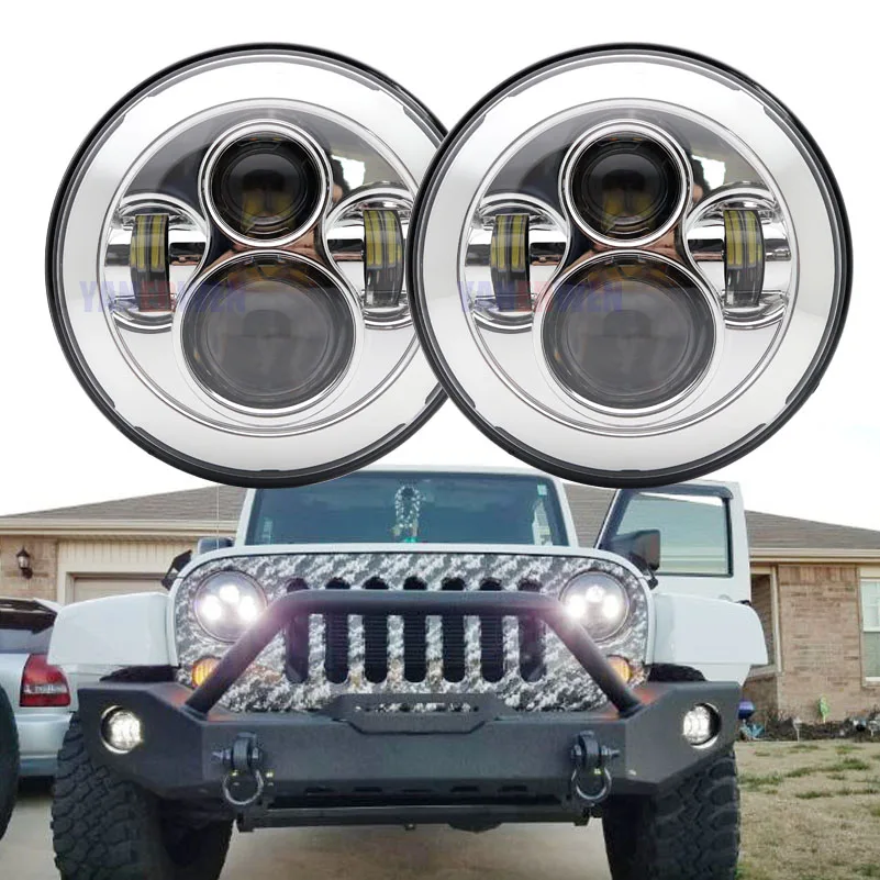 2 шт. 7 дюймов 40 Вт круглый головной светильник дальнего и ближнего света H4 H13 лампы