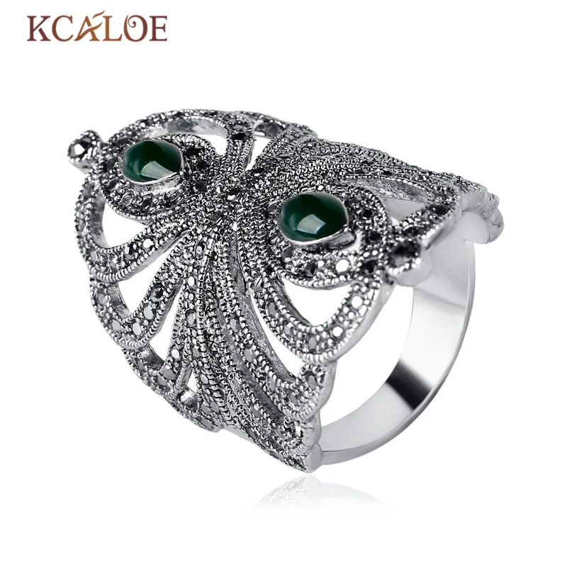 Женские винтажные кольца KCALOE из искусственного камня Красного/зеленого/черного