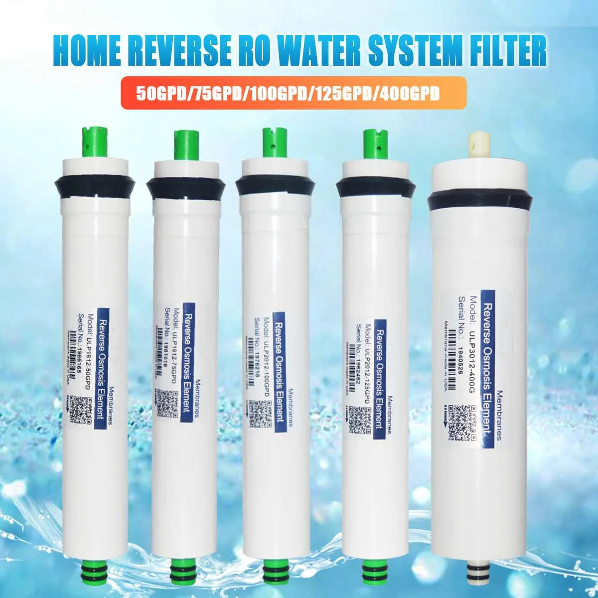 

50/75/100/125/400GPD Home Kitchen Reverse Osmosis RO Membrane Replacement Filter Cartridges Water System Filter Water Purifing