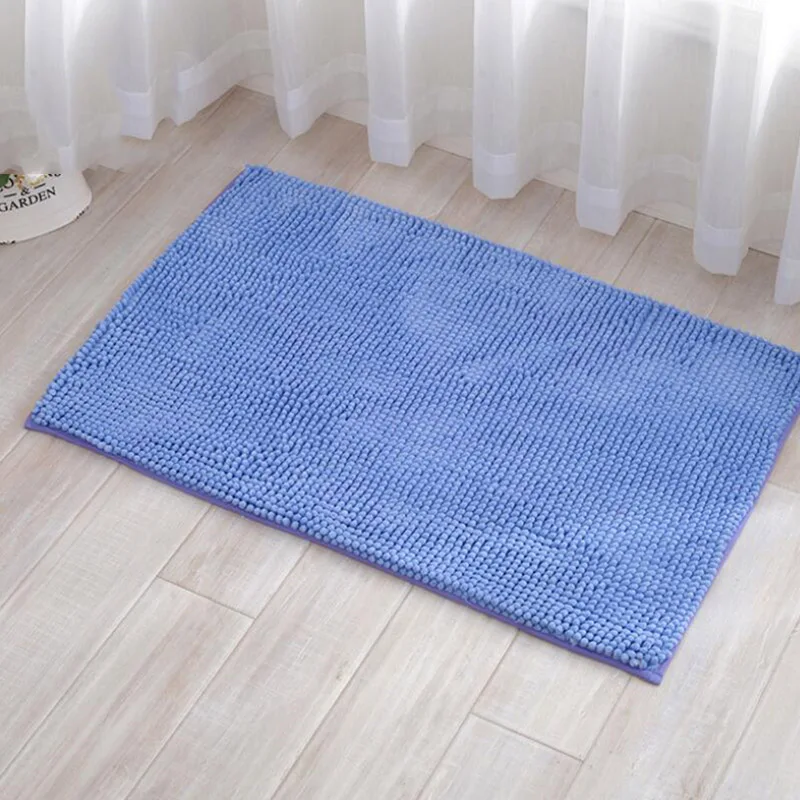 Blue Short-Haired Chenille Doormat Rug Water Absorption Carpet Kitchen Bathroom Carpet Floor Mat for Living Room Anti Slip Bath Mat - Цвет: Blue