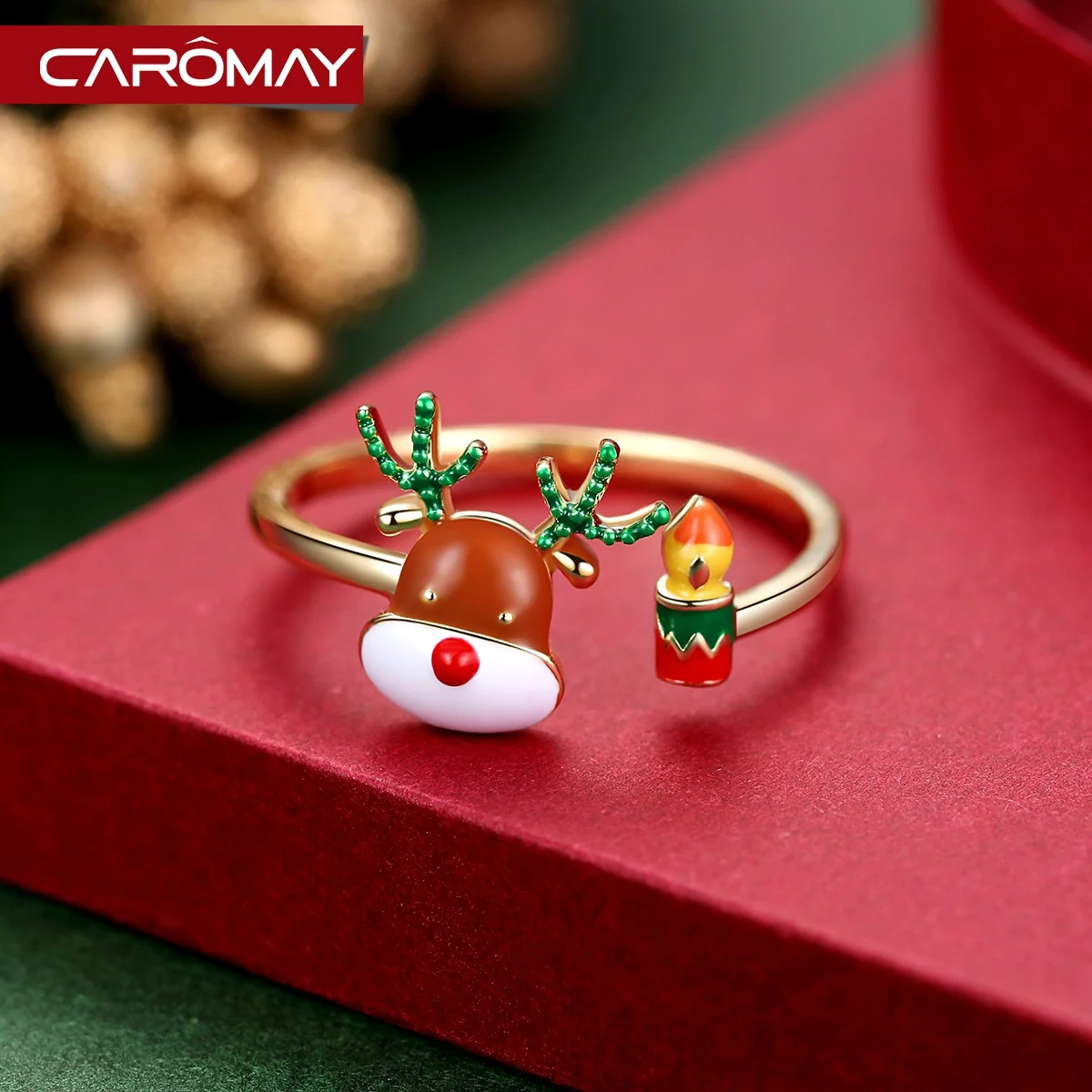 

INS Christmas Deer Open Index Finger Ring Ring Girl Heart Japanese Entry Lux Chic Joint Little Finger Tide Little Finger Ring