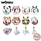 Подвеска женская из серебра 925 пробы в виде панды, медведя, котенка, пчелы, поросенка, Пончика