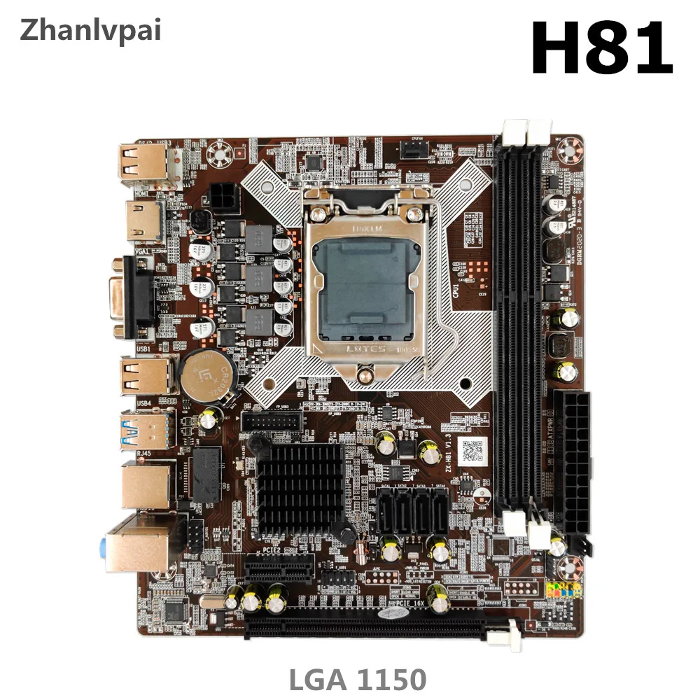 Настольная материнская плата Zhankvpai H81 Lga 1150 с процессором Intel i5-4590 3 ГГц четыре ядра