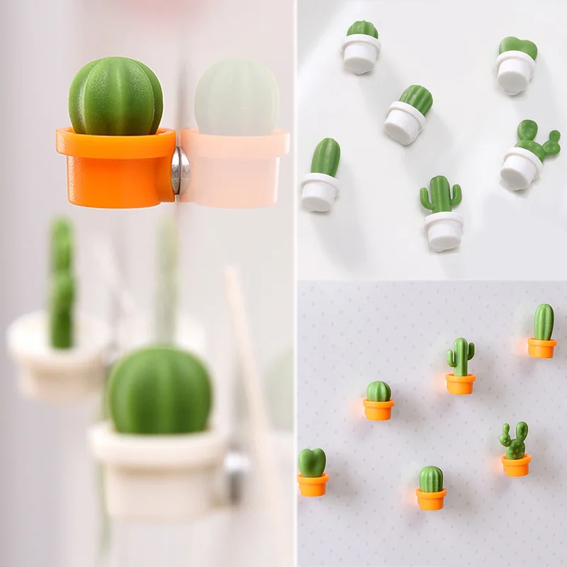 Fashion Cute Cactus Post Mini Fridge Magnets Refrigerator Message Sticker Magnet Button 6pcs/Set Magn Creative | Дом и сад