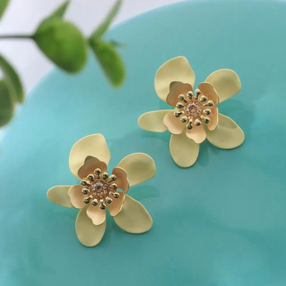 Серьги-гвоздики Neoglory с подсолнухами женские яркие эмалевые украшения в