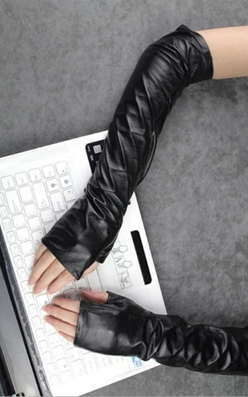 Осенние черные перчатки CHICEVER для женщин дамские тонкие кожаные с открытыми