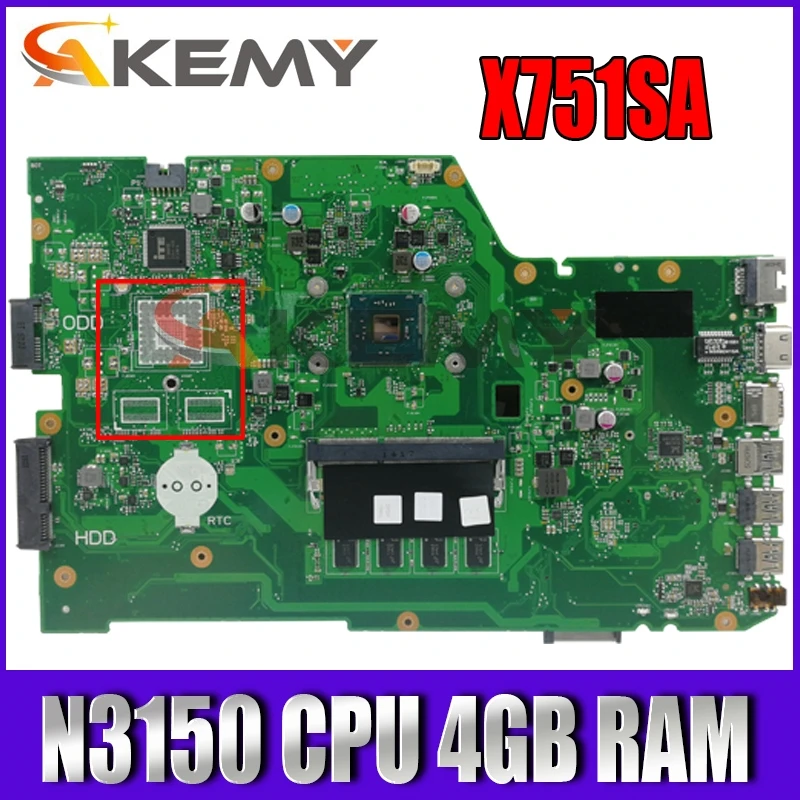 

X751SA N3150 CPU DDR3L 4GB RAM mainboard For ASUS X751S X751SA X751SV Laptop motherboard 90NB07M0-R00050 Tested free shipping