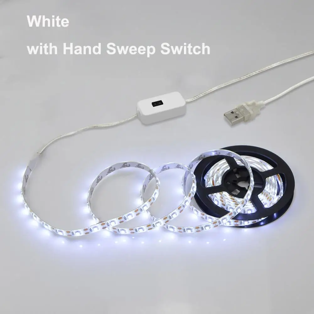 With Sensor Switch Кухонный шкаф ящик СВЕТОДИОДНЫЙ Фонарь ручной датчик развертки USB 5 В световая лента 1 м 2 м 3 м 4 м 5 м ТВ Подсветка USB мощность Светодиодная лента - Цвет: With Sensor Switch