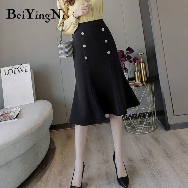 

Beiyingni 2021 Spring Autumn Korean A-line Skirts Womens Vintage Harajuku Black Faldas Female Chic Fashion Street Skirt Woman OL