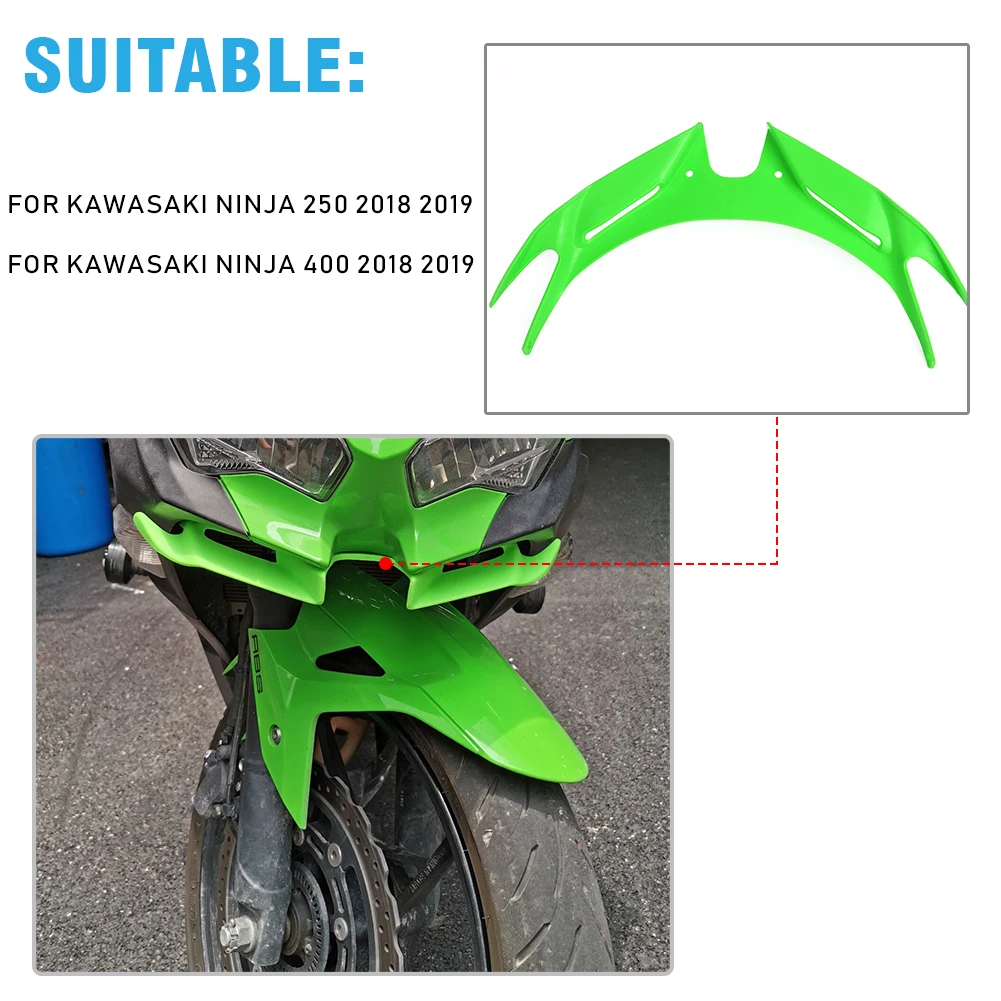 For KAWASAKI Ninja 250 ninja 400 Motorcycle Front Fairing Aerodynamic Winglets Cover Protection Guards ABS Plastic 19