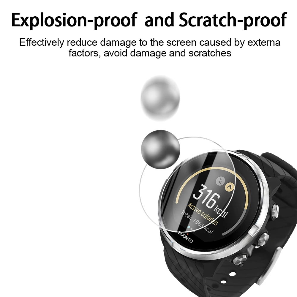5pcs 9h premium tempered glass for suunto 9 smart watch screen protector film accessories for suunto 9 pro smartwatch free global shipping