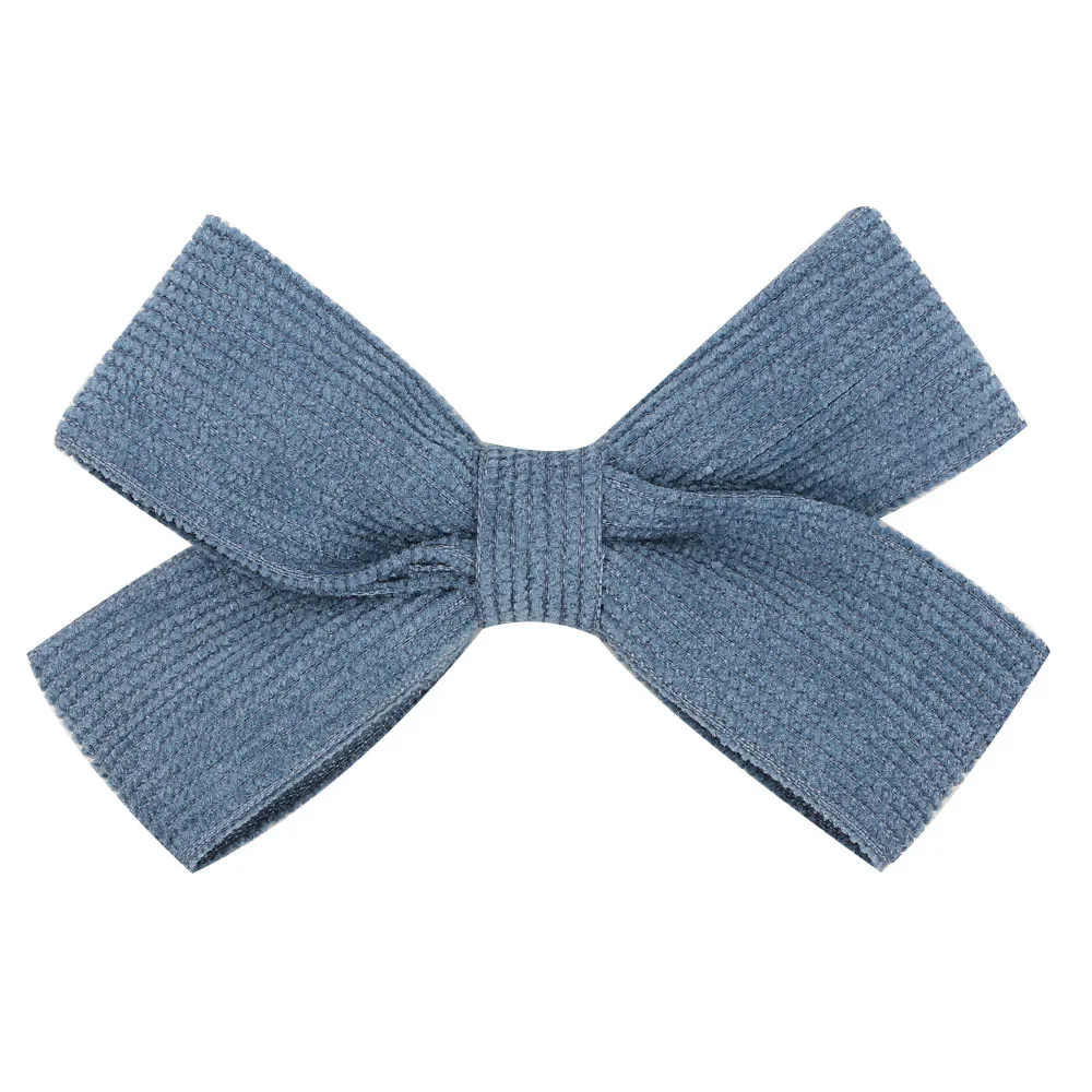 ncmama 2pcs/lot Solid Striped Corduroy Hair Clips 3'' Girls Kids Cross Knot Velvet Hair Bows Princess Hairpins Hair Accessories