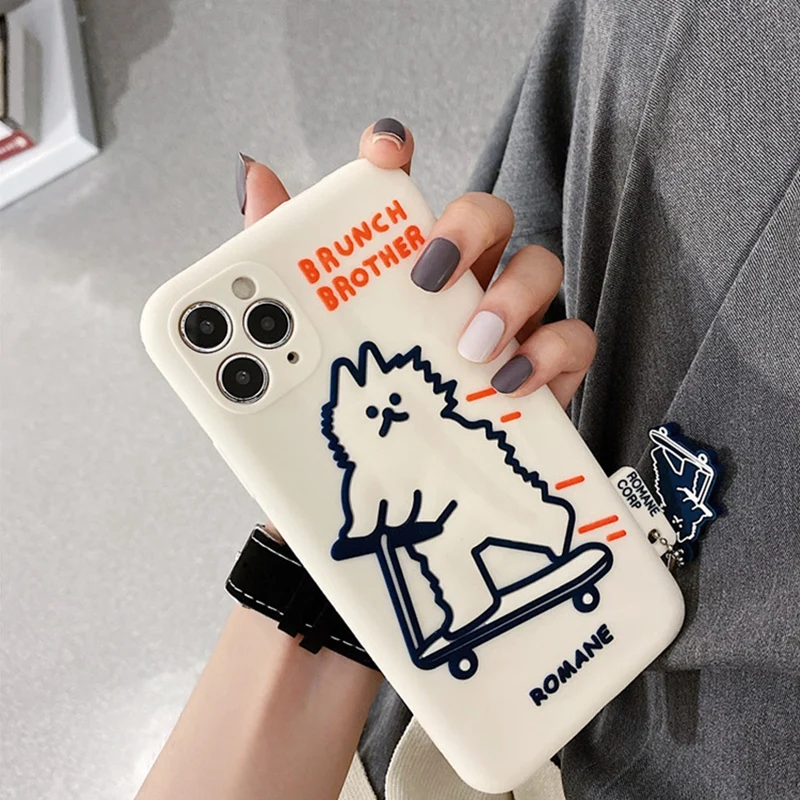 

for iPhone 12 Case Luxury TPU Full Protection Soft Cover Skate Bear Case for iPhone 12 Phone Case