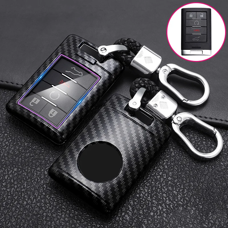 Чехол для автомобильного ключа с узором из углеродного волокна чехол Cadillac CTS ATS XTS