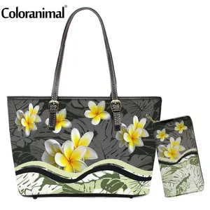 Женская сумка-тоут из ПУ кожи, с принтом Плюмерия
