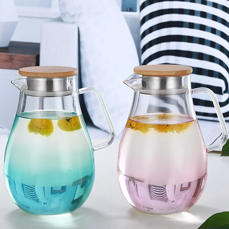 

1800ml glass cold kettle, heat-resistant, explosion-proof large-capacity lemon juice teapot, household, office kitchen supplies