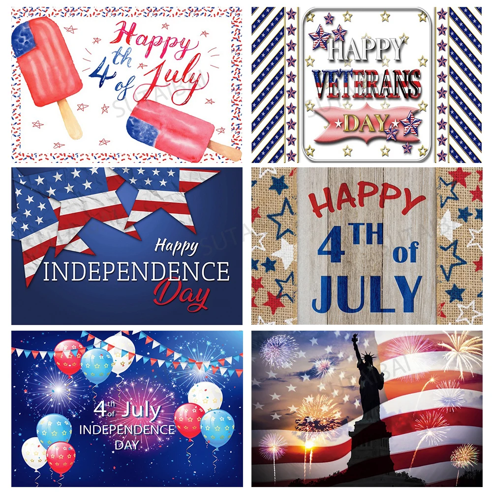

4th of July Independence Day Photography Backdrop Fireworks Stars Veterans Day Memorial National Day Flag Party Background