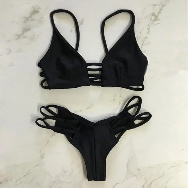 2020, NEW BIKINI, black, monochrome bandage, Bikini, split, sexy swimsuit swimwear women  girls swimsuit  swim suit