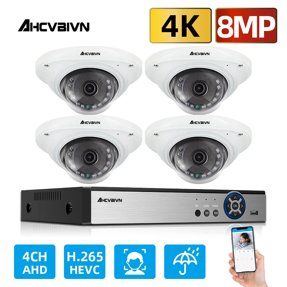 H.265 4CH AHD 8MP Security Camera System Super 8MP AI Face Detection Camera Outdoor Security Video Surveillance 4ch CCTV kit