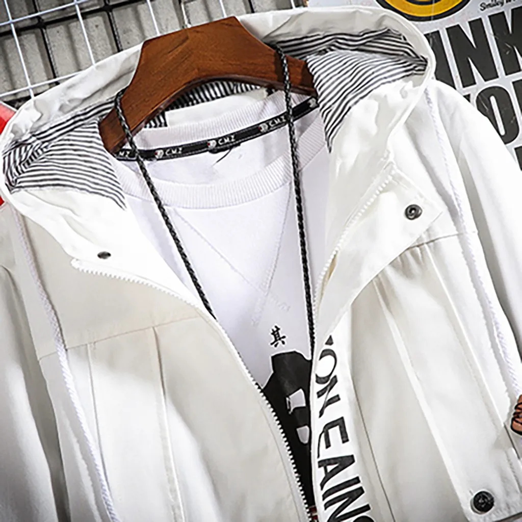 Мужская повседневная куртка с буквенным принтом толстовка на молнии топы пальто