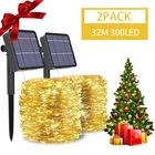 Светодиодная уличная гирлянда на солнечной батарее, водонепроницаемая садовая Рождественская LED лента для праздников и вечеринок, 7 м, 12 м, 22 м
