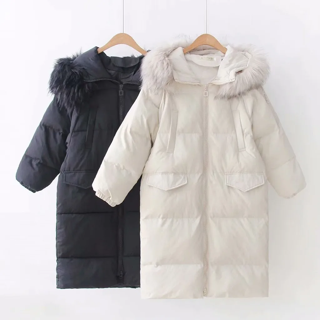 Женское модное зимнее повседневное пальто с капюшоном и длинным рукавом теплая