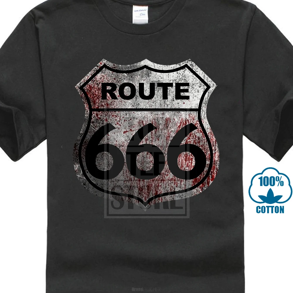 2019 Мужская модная футболка Route 666 сатана Хайвей байкер гонки США автомобиль