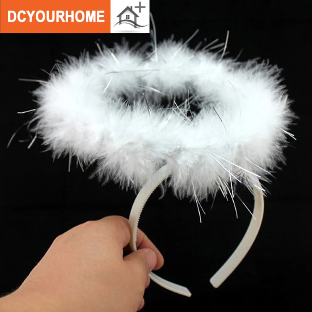 Перо гало белая Фея искусственное кольцо для детей или взрослых аксессуары волос