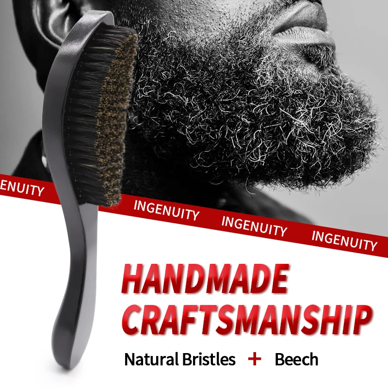

1PC Cepillo Barba Brush Medium Soft Boar bristle Hair Brush Curve Palm Wave Brush Wooden Wave Beard brush 360 Wave Brush For Men