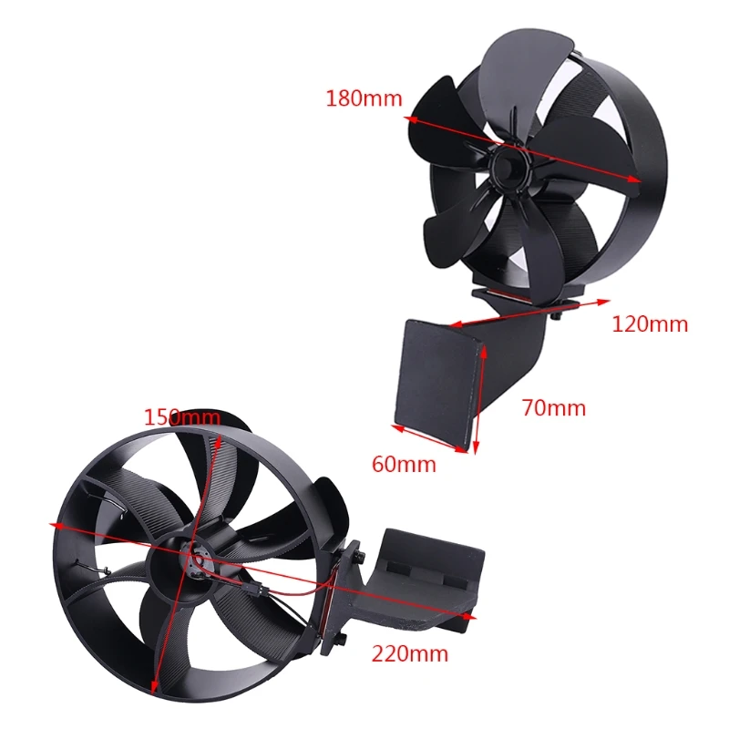

5 Blades Heat Powered Stove Fireplace Fan for Wood Log Burner Heater Fuel Saving Quiet Ecofan Efficient Black