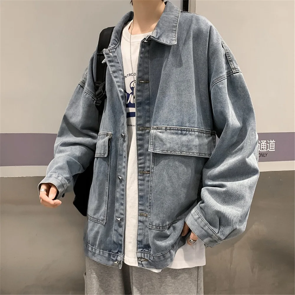 

Autumn Hong Kong Style ins loose jacket denim jacket men's Korean version versatile youth trend lazy top denim jacket