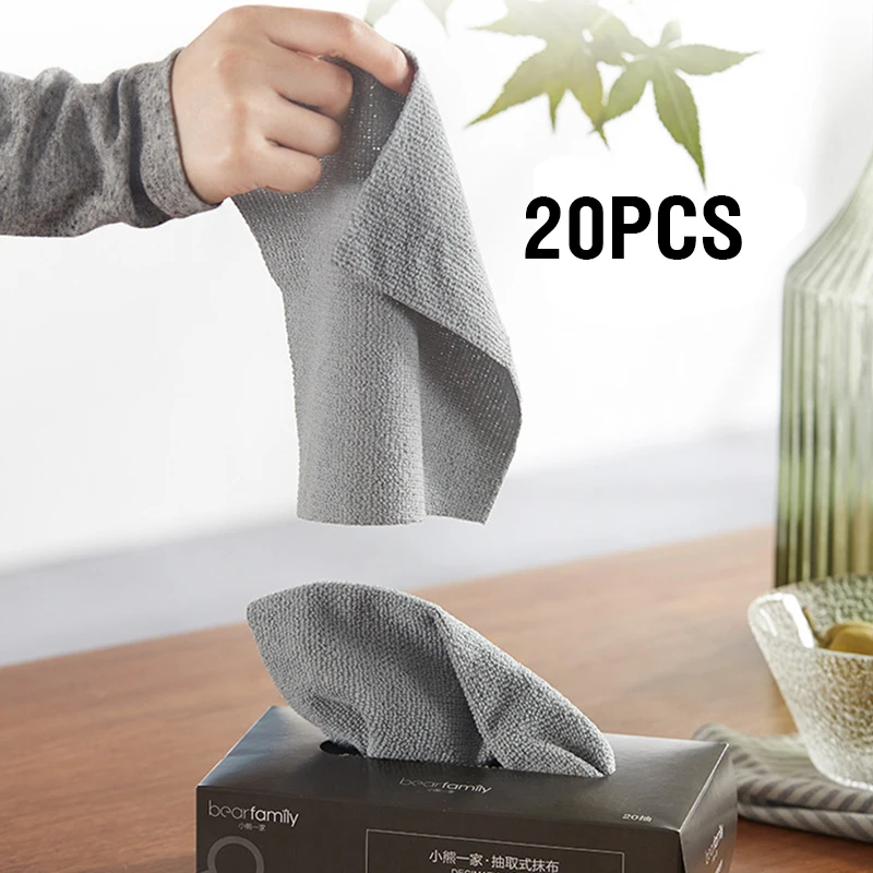 

20PCS Kitchen daily dish towel, dish cloth, kitchen rag, non-stick oil, thickened table cleaning cloth, absorbent scouring pad