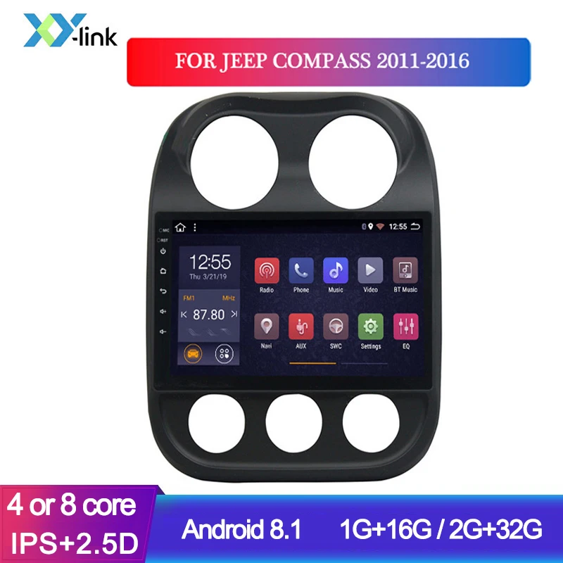

Автомагнитола 10,1 дюйма, Android 8,1, без Dvd, GPS, для Jeep Compass 2011-2016, автомагнитола, аудио, мультимедийный плеер, No 2 Din