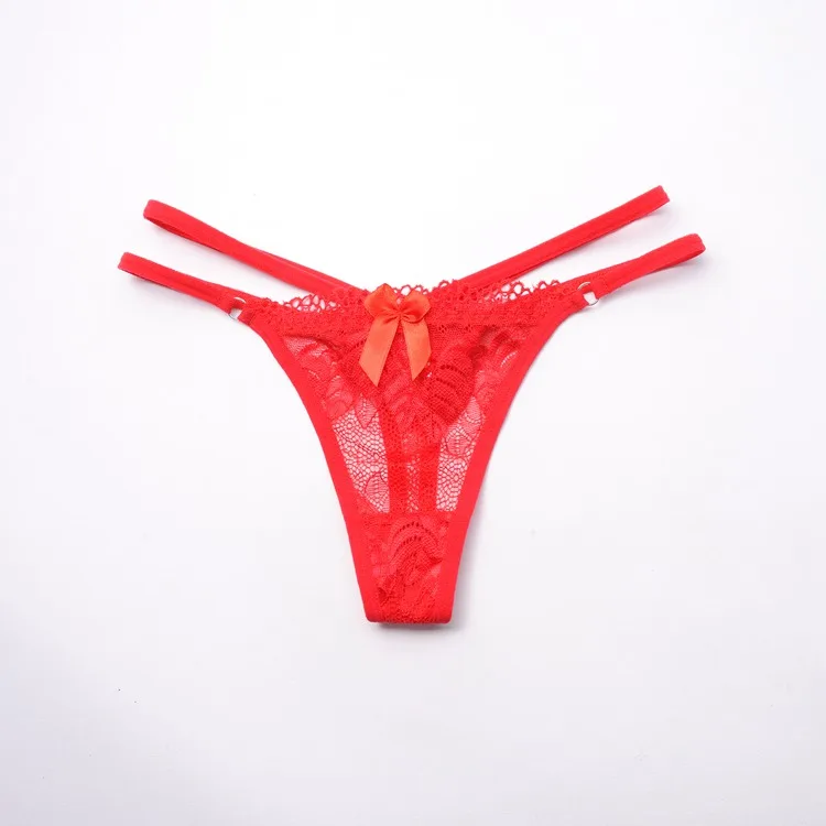 Сексуальные трусики Для женщин кружева с низкой посадкой Сексуальное белье трусики женское нижнее белье штаны с перекрестным ремешком и кружевного белья Для женщин стринги 1/2/3 предмета в комплекте - Цвет: Красный