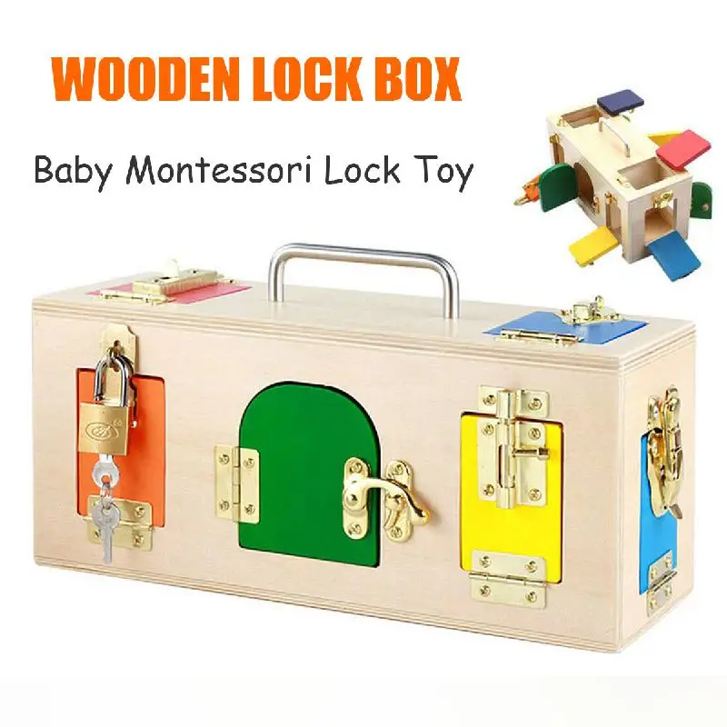Montessori Colorful Lock Box Kids Children Educational Preschool Training Toys Length Of 32*12*14cm toys gift | Игрушки и хобби