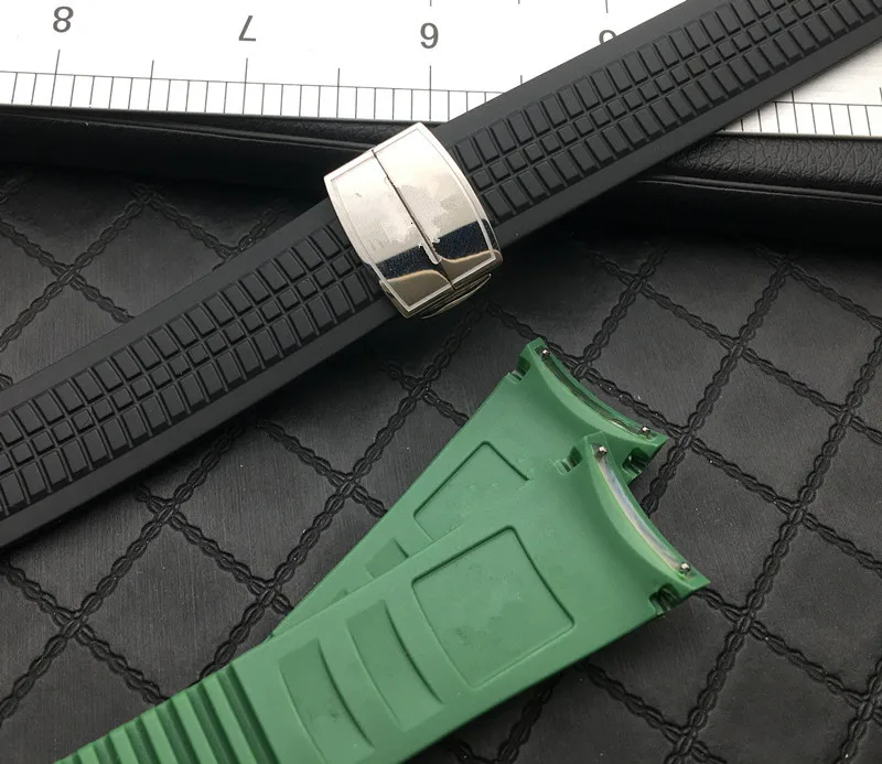 Ремешок силиконовый для часов Patek мягкий резиновый зелёный браслет наручных 21 мм