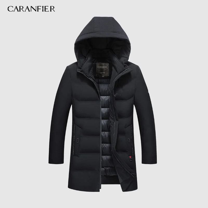 A06 Black CARANFIER/зимнее пальто, Мужская ветровка с меховым капюшоном, утепленная куртка, Мужская Уличная одежда в стиле хип-хоп, военные тренчи, длинная парка XXXL 4XL - Цвет: A06 Black