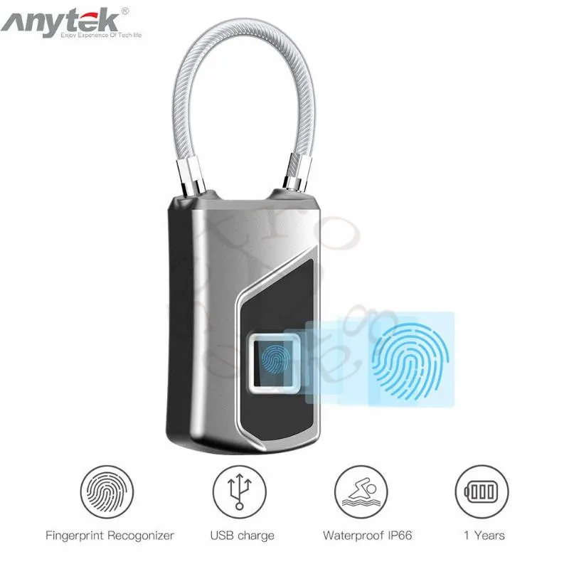 Умный Замок с отпечатком пальца Anytek L1 + новая модель Plus защита от кражи IP65