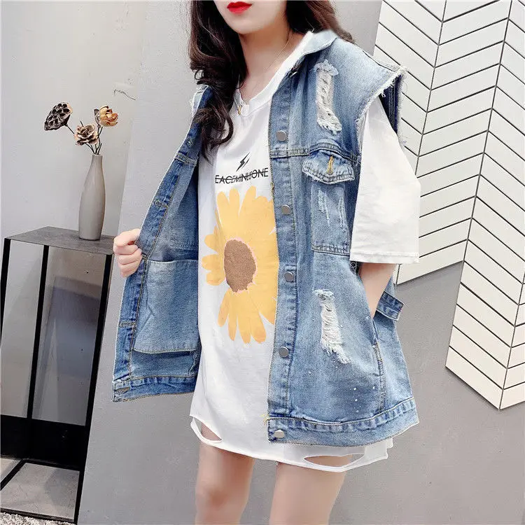 

Summer denim vest coat female student 2020 new loose Korean versatile vest jacket