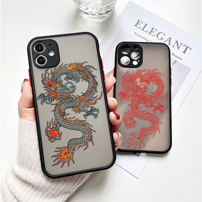 

Dragon Painted Case For Iphone 12 Pro Max Case Transparent Fundas On Iphone 11 12Pro 12 Mini XR 7 8 6 6S Plus Xs SE 2020 Covers